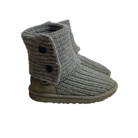 Ugg Youth Kids Girl Grey Wool Convertible Winter Boots Sz 1 - Picture 4 of 10